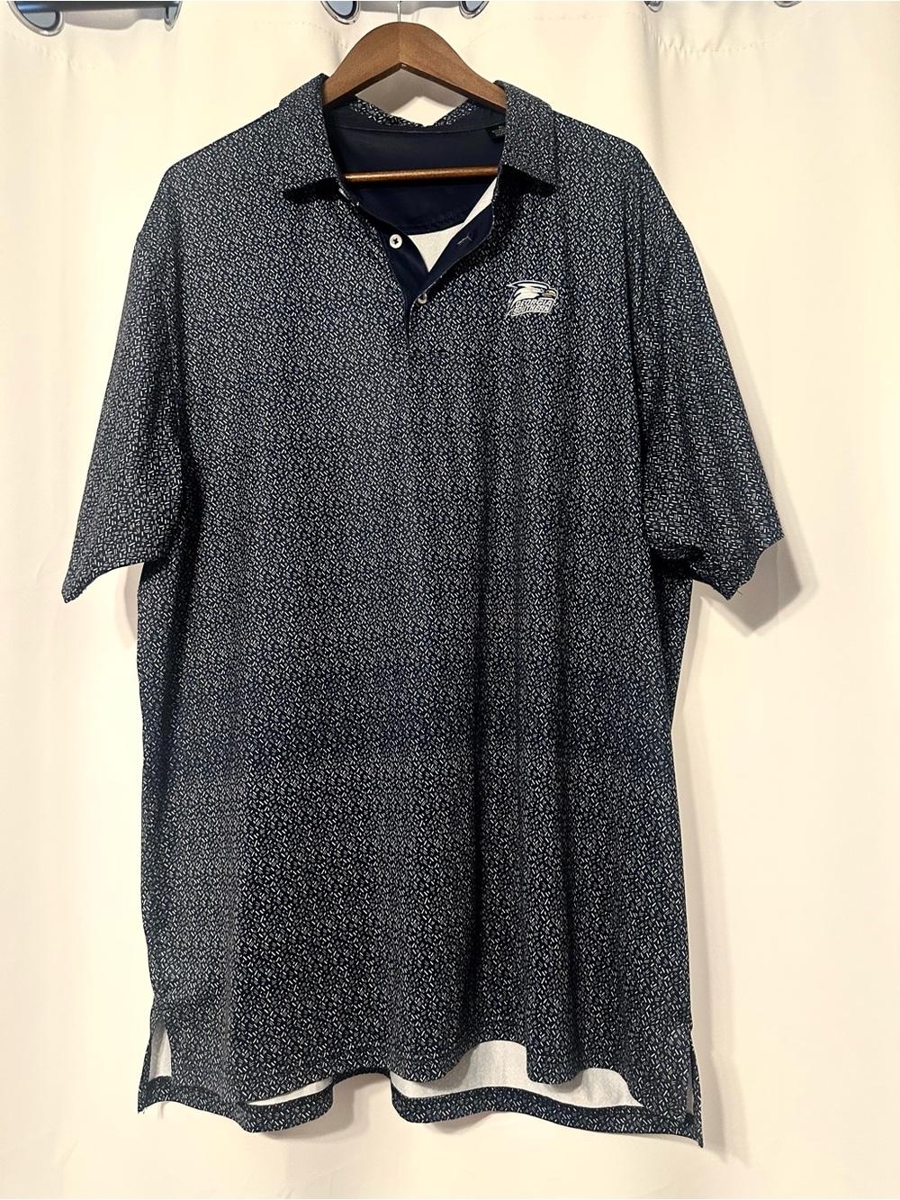 Men's XL GA Southern Navy Patterned Polo Shirt
